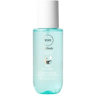 Yope Feuchtigkeitsspray Körper und Haar, Blaue Kokosnuss, Hyaluron, 200 ml Vegane Formel, 98 % Natürliche Inhaltsstoffe, Schnelle Absorption, Erfrischender Meeresduft, Ohne Klebrige Rückstände Yope Feuchtigkeitsspray Körper und Haar, Blaue Kokosnuss, Hyaluron, 200 ml Vegane Formel, 98 % Natürliche Inhaltsstoffe, Schnelle Absorption, Erfrischender Meeresduft, Ohne Klebrige Rückstände