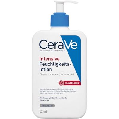 CeraVe Intensive Feuchtigkeitslotion, Intensiv feuchtigkeitsspendend und juckreizmildernd, Bei sehr trockener Haut und Juckreiz, Mit Ceramiden und Sheabutter, Ohne Duftstoffe, 473 ml CeraVe Intensive Feuchtigkeitslotion, Intensiv feuchtigkeitsspendend und juckreizmildernd, Bei sehr trockener Haut und Juckreiz, Mit Ceramiden und Sheabutter, Ohne Duftstoffe, 473 ml