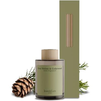 Jean & Len Scented Room Diffusor Grey Vetiver & Cedarwood, vegan, 100 ml Jean & Len Scented Room Diffusor Grey Vetiver & Cedarwood, vegan, 100 ml