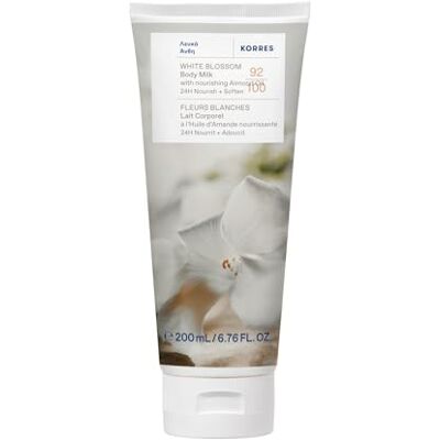 KORRES WHITE BLOSSOM Bodymilk mit pflegendem Mandelöl, mit dem Duft weißer Rosen & Bergamotte, für 24h Pflege+Geschmeidigkeit, vegan, silikon- und parabenfrei, 200 ml KORRES WHITE BLOSSOM Bodymilk mit pflegendem Mandelöl, mit dem Duft weißer Rosen & Bergamotte, für 24h Pflege+Geschmeidigkeit, vegan, silikon- und parabenfrei, 200 ml