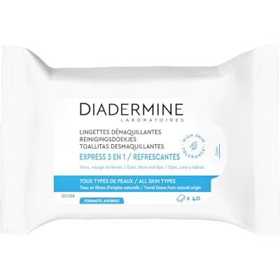 Diadermine Express 3-in-1 Abschminktücher mit 40 Tüchern. Diadermine Express 3-in-1 Abschminktücher mit 40 Tüchern.