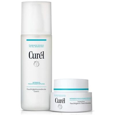 Curel Curél Vorteilsset Intensive Feuchtigkeitspflege Inhalt: Feuchtigkeitsspendende Essenz, 150 ml + Gesichtspflege Creme, 40 g Mit Ceramiden Für trockene, empfindliche Haut Curel Curél Vorteilsset Intensive Feuchtigkeitspflege Inhalt: Feuchtigkeitsspendende Essenz, 150 ml + Gesichtspflege Creme, 40 g Mit Ceramiden Für trockene, empfindliche Haut