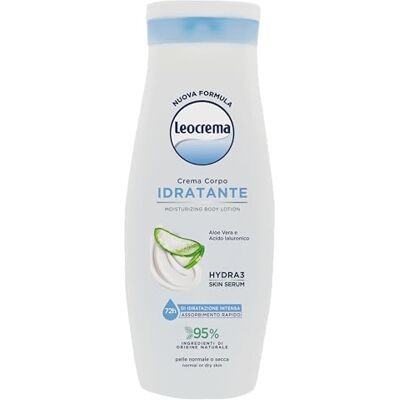 Leocrema Feuchtigkeitsspendende Körpercreme mit Aloe Vera, Hyaluronsäure und Hydra 3 Skin Serum, Feuchtigkeit für 72 Stunden, schnelle Absorption, 400 ml Leocrema Feuchtigkeitsspendende Körpercreme mit Aloe Vera, Hyaluronsäure und Hydra 3 Skin Serum, Feuchtigkeit für 72 Stunden, schnelle Absorption, 400 ml