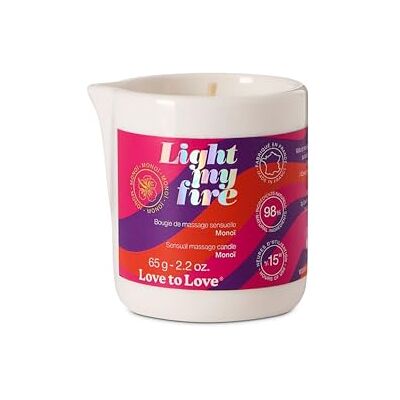 Love to Love Light My Fire Massagekerze 30 ml – Sinnliches Warmes Massageöl, 98% Natürlich, Monoi Duft, Bis zu 15 Stunden Verwendung Love to Love Light My Fire Massagekerze 30 ml – Sinnliches Warmes Massageöl, 98% Natürlich, Monoi Duft, Bis zu 15 Stunden Verwendung
