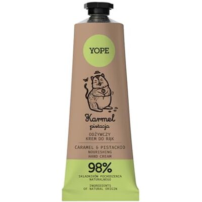 Yope Handcreme Karamell & Pistazie, Vegane Pflege für Trockene Hände, 50 ml Mit 98 % Natürlichen Inhaltsstoffen, Nährendes Pistazienöl, Süßer Gourmet-Duft, Intensive Regeneration für die Haut Yope Handcreme Karamell & Pistazie, Vegane Pflege für Trockene Hände, 50 ml Mit 98 % Natürlichen Inhaltsstoffen, Nährendes Pistazienöl, Süßer Gourmet-Duft, Intensive Regeneration für die Haut