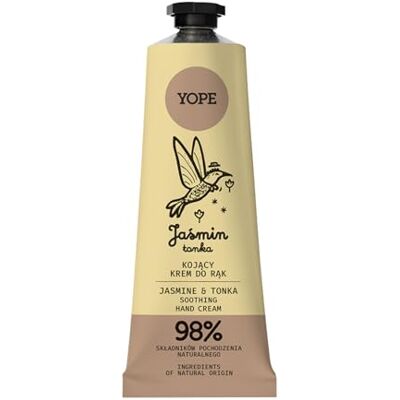 Yope Handcreme Jasmin & Tonka, Vegane Handpflege für Trockene Hände, 50 ml Mit 98 % Natürlichen Inhaltsstoffen, Schnelle Absorption ohne Fettfilm, Reichhaltige Sheabutter, Regenerierendes Kokosöl Yope Handcreme Jasmin & Tonka, Vegane Handpflege für Trockene Hände, 50 ml Mit 98 % Natürlichen Inhaltsstoffen, Schnelle Absorption ohne Fettfilm, Reichhaltige Sheabutter, Regenerierendes Kokosöl