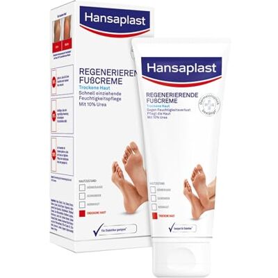 Beiersdorf Hansaplast Regenerierende Fußcreme (100 ml), Fußpflege mit Urea für trockene und raue Füße, Feuchtigkeitscreme schützt vor Hornhautbildung Beiersdorf Hansaplast Regenerierende Fußcreme (100 ml), Fußpflege mit Urea für trockene und raue Füße, Feuchtigkeitscreme schützt vor Hornhautbildung