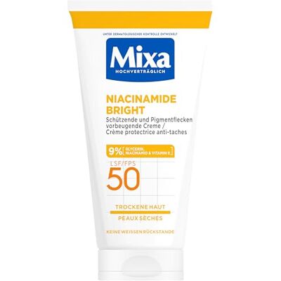 Mixa Creme mit LSF 50, gegen Pigmentflecken, Niacinamide Bright, 50ml Mit 9% Niacinamid, Glycerin & Vitamin E, Tagescreme mit SPF, Feuchtigkeitspflege, für trockene Haut,Sonnenschutz,Hypoallergen Mixa Creme mit LSF 50, gegen Pigmentflecken, Niacinamide Bright, 50ml Mit 9% Niacinamid, Glycerin & Vitamin E, Tagescreme mit SPF, Feuchtigkeitspflege, für trockene Haut,Sonnenschutz,Hypoallergen