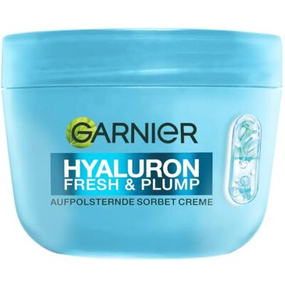 Garnier Hyaluron Fresh & Plump Aufpolsternde Sorbet Creme – Gesichtspflege mit Hyaluronsäure & 4% Niacinamid für prallere Haut – Feuchtigkeitscreme für glatteren & ebenmäßigen Teint – 85ml Garnier Hyaluron Fresh & Plump Aufpolsternde Sorbet Creme – Gesichtspflege mit Hyaluronsäure & 4% Niacinamid für prallere Haut – Feuchtigkeitscreme für glatteren & ebenmäßigen Teint – 85ml