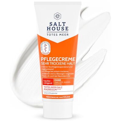 Salthouse Totes Meer Pflegecreme bei extrem trockener, gereizter Haut Creme mit Totes Meer Mineralien, Totes Meer Magnesium, Urea & Sheabutter wie etwa auch bei Neurodermitis, 75 ml Salthouse Totes Meer Pflegecreme bei extrem trockener, gereizter Haut Creme mit Totes Meer Mineralien, Totes Meer Magnesium, Urea & Sheabutter wie etwa auch bei Neurodermitis, 75 ml