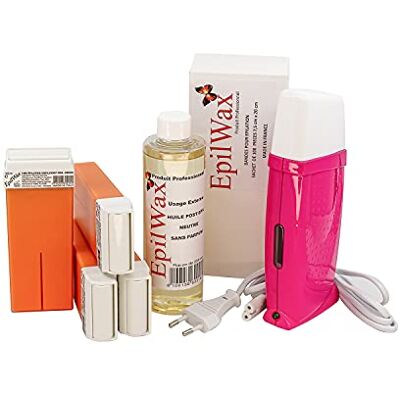 EpilWax Royal Complete Epilation Kit mit: Professionellem Wachswärmer 4 Roll-On Wachs 100 ml Argan, 100 Epilierstreifen, 1 Flasche mit 250 ml Öl nach der Epilation (Royal Serie l'Argan 4) EpilWax Royal Complete Epilation Kit mit: Professionellem Wachswärmer 4 Roll-On Wachs 100 ml Argan, 100 Epilierstreifen, 1 Flasche mit 250 ml Öl nach der Epilation (Royal Serie l'Argan 4)