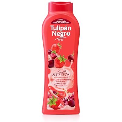 TULIPAN NEGRO Black Tulip Gel 650 ml Pflegendes und feuchtigkeitsspendendes Duschgel mit Erdbeer-Kirschextrakt und vibrierendem Fruchtduft TULIPAN NEGRO Black Tulip Gel 650 ml Pflegendes und feuchtigkeitsspendendes Duschgel mit Erdbeer-Kirschextrakt und vibrierendem Fruchtduft
