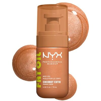 NYX PROFESSIONAL MAKEUP , Fat Oil Body Oil, Feuchtigkeitspflege mit intensivem Glanz mit Avocadoöl & Vitamin E, leichtes, glänzendes Finish, 24 Stunden Feuchtigkeit, vegane Formel, Coconut Cutie, 70 ml NYX PROFESSIONAL MAKEUP , Fat Oil Body Oil, Feuchtigkeitspflege mit intensivem Glanz mit Avocadoöl & Vitamin E, leichtes, glänzendes Finish, 24 Stunden Feuchtigkeit, vegane Formel, Coconut Cutie, 70 ml