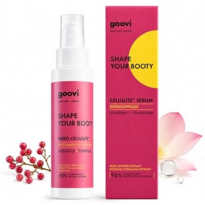 GOOVI Shape Your Booty Cellulite Serum Straffende Creme mit Rosa-Pfeffer & Lotusextrakt mit Wärmewirkung bei Orangenhaut 100ml GOOVI Shape Your Booty Cellulite Serum Straffende Creme mit Rosa-Pfeffer & Lotusextrakt mit Wärmewirkung bei Orangenhaut 100ml