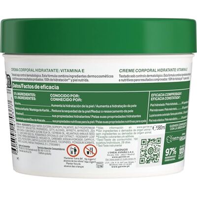 Garnier BODY SUPERFOOD crema corporal nutritiva 380 ml Garnier BODY SUPERFOOD crema corporal nutritiva 380 ml