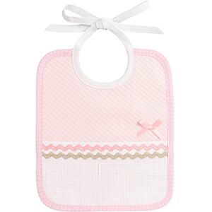 Filet Lätzchen aus Weichem Stoff mit Rosafarbenem Rautenmuster und Einer Aida-Tasche zum Besticken, Ideal zum Schutz der Kleidung des Babys, 100% Made in Italy, Farbe Rosa Filet Lätzchen aus Weichem Stoff mit Rosafarbenem Rautenmuster und Einer Aida-Tasche zum Besticken, Ideal zum Schutz der Kleidung des Babys, 100% Made in Italy, Farbe Rosa