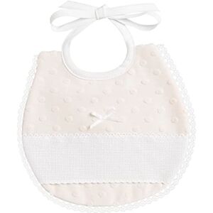 Filet Lätzchen oval aus weichem Stoff mit 3D-Effekt mit Aida-Einsatz zum Sticken, mit Spitze eingefasst, Verschluss mit Schnürsenkeln, ideal für Babys, hergestellt in Italien, Farbe Beige Filet Lätzchen oval aus weichem Stoff mit 3D-Effekt mit Aida-Einsatz zum Sticken, mit Spitze eingefasst, Verschluss mit Schnürsenkeln, ideal für Babys, hergestellt in Italien, Farbe Beige