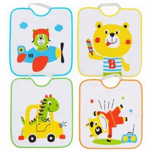 Ti TIN 4er-Pack- wasserdichte Babylätzchen, 32x36cm Lätzchen mit elastischem Verschluss für Babys und Kinder ab 1 Jahr, 90% Baumwolle-10% Polyester, verschiedene Tier-Motive in verschiedenen Farben Ti TIN 4er-Pack- wasserdichte Babylätzchen, 32x36cm Lätzchen mit elastischem Verschluss für Babys und Kinder ab 1 Jahr, 90% Baumwolle-10% Polyester, verschiedene Tier-Motive in verschiedenen Farben