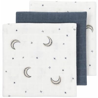 MEYCO Baby Mullwindeln 3er Pack 70x70cm Musselin Spucktücher 100% weiche Baumwolle Oeko Tex Zertifiziert saugfähig, hautfreundlich & atmungsaktiv Moon Indigo MEYCO Baby Mullwindeln 3er Pack 70x70cm Musselin Spucktücher 100% weiche Baumwolle Oeko Tex Zertifiziert saugfähig, hautfreundlich & atmungsaktiv Moon Indigo