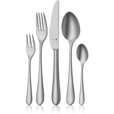 WMF Merit Besteck-Set, 30-teiliges Set, 6 Personen, sandgestrahlt, Ergonomisch, Cromargan protect®, Spülmaschinenfest, Geschmiedete Klingen, Besteckbox 1140916310 WMF Merit Besteck-Set, 30-teiliges Set, 6 Personen, sandgestrahlt, Ergonomisch, Cromargan protect®, Spülmaschinenfest, Geschmiedete Klingen, Besteckbox 1140916310