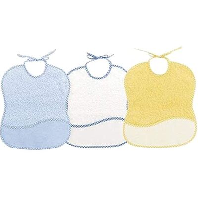 Ti TIN Pack 3 Kreuzstich-Lätzchen 100% Baumwolle mit sehr weichem Griff Farbe Blau, Maße 25x30 cm Kreuzstich-Lätzchen. Schließt mit Bändern für einfache Handhabung. Ti TIN Pack 3 Kreuzstich-Lätzchen 100% Baumwolle mit sehr weichem Griff Farbe Blau, Maße 25x30 cm Kreuzstich-Lätzchen. Schließt mit Bändern für einfache Handhabung.