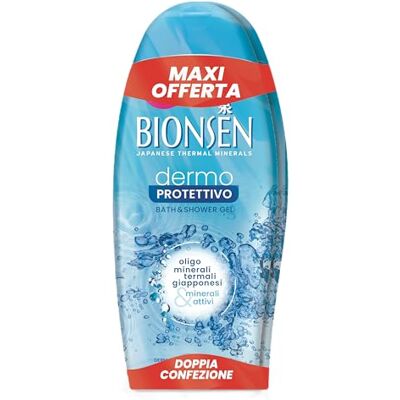 Bionsen Dermo-Schutzdusche mit japanischen Thermaloligomineralen und aktiven Mineralien, beruhigende Formel für empfindliche Haut, Flasche 650 ml x 2 Bionsen Dermo-Schutzdusche mit japanischen Thermaloligomineralen und aktiven Mineralien, beruhigende Formel für empfindliche Haut, Flasche 650 ml x 2