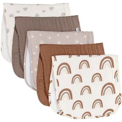 Gerber Baby Unisex Musselin Spucktücher 5er-Pack, Multi Rainbow, Große Größe 20' x 10' Gerber Baby Unisex Musselin Spucktücher 5er-Pack, Multi Rainbow, Große Größe 20' x 10'
