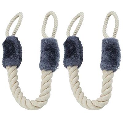 Relaxdays Türkordel Klemmschutz, 2er Set, Türstopper Klinke, Baby Türsicherung, weich, Baumwolle, 57 cm, beige/blaugrau Relaxdays Türkordel Klemmschutz, 2er Set, Türstopper Klinke, Baby Türsicherung, weich, Baumwolle, 57 cm, beige/blaugrau