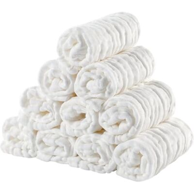 EXTSUD Baby Waschlappen, 10er Musselin Spucktücher Baby 25x25cm Mulltücher Baumwolle Moltontücher Handtücher Weiche Gesichtstücher Neugeborene Baby Wipes(Weiß) EXTSUD Baby Waschlappen, 10er Musselin Spucktücher Baby 25x25cm Mulltücher Baumwolle Moltontücher Handtücher Weiche Gesichtstücher Neugeborene Baby Wipes(Weiß)
