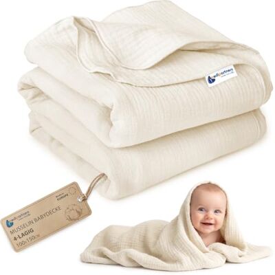Medi Partners Musselin Babydecke 100x150cm Baby Decke Musselindecke Neugeborenen dünne dünne Kuscheldecke Sommer Babydecken für Kleinkinder Krabbeldecke Kinderbett Kinderwagen (Beige) Medi Partners Musselin Babydecke 100x150cm Baby Decke Musselindecke Neugeborenen dünne dünne Kuscheldecke Sommer Babydecken für Kleinkinder Krabbeldecke Kinderbett Kinderwagen (Beige)