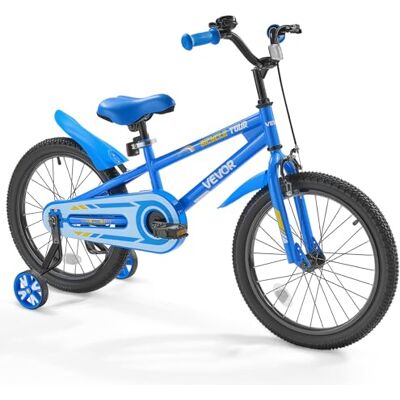 VEVOR Kinderfahrrad, 18 Zoll BMX-Stil-Fahrrad mit Stützrädern, empfohlene Kindergröße 110-140 cm, robust & einfach zu montieren, Kleinkinderfahrrad für Jungen & Mädchen zum Fahrradlernen, blau VEVOR Kinderfahrrad, 18 Zoll BMX-Stil-Fahrrad mit Stützrädern, empfohlene Kindergröße 110-140 cm, robust & einfach zu montieren, Kleinkinderfahrrad für Jungen & Mädchen zum Fahrradlernen, blau
