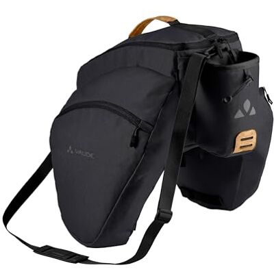 VAUDE eSilkroad Plus Gepäckträgertasche E-Bike UniKlip, Schwarz Satteltasche mit Deckelfach, zwei Seitenfächern, Flaschenhalter, Rücklichthalter und Korkdetails am Griff VAUDE eSilkroad Plus Gepäckträgertasche E-Bike UniKlip, Schwarz Satteltasche mit Deckelfach, zwei Seitenfächern, Flaschenhalter, Rücklichthalter und Korkdetails am Griff