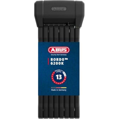 ABUS Faltschloss Bordo 6200K SH Flexibles Fahrradschloss mit Halterung Schlosskörper lässt Sich um 360 Grad drehen Sicherheit Dank gehärtetem Stahl und XPlus Zylinder 127 cm, schwarz ABUS Faltschloss Bordo 6200K SH Flexibles Fahrradschloss mit Halterung Schlosskörper lässt Sich um 360 Grad drehen Sicherheit Dank gehärtetem Stahl und XPlus Zylinder 127 cm, schwarz