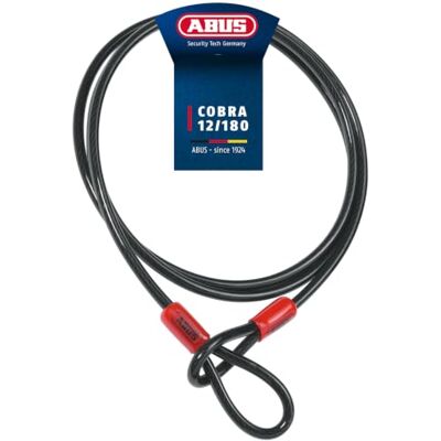 ABUS Schlaufenkabel Cobra 12 Stahlseil mit Kunststoff ummantelt Sicherung für Fahrrad- und Motorrad-Zubehör 1,8 Meter lang, 12 mm stark ABUS Schlaufenkabel Cobra 12 Stahlseil mit Kunststoff ummantelt Sicherung für Fahrrad- und Motorrad-Zubehör 1,8 Meter lang, 12 mm stark
