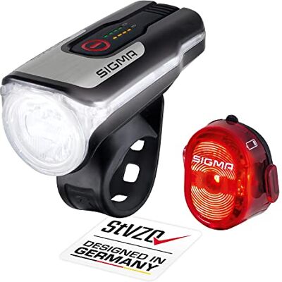 Sigma LED Fahrradlicht Set Aura 80 & NUGGET II StVZO zugelassen akkubetriebenes Vorderlicht und Rücklicht spritzwassergeschütztes Fahrradbeleuchtungsset, wiederaufladbar Sigma LED Fahrradlicht Set Aura 80 & NUGGET II StVZO zugelassen akkubetriebenes Vorderlicht und Rücklicht spritzwassergeschütztes Fahrradbeleuchtungsset, wiederaufladbar