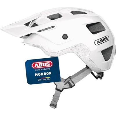 ABUS MTB-Helm MoDrop robuster Fahrradhelm mit guter Belüftung für Mountainbiker individuelle Passform Unisex Weiß, L ABUS MTB-Helm MoDrop robuster Fahrradhelm mit guter Belüftung für Mountainbiker individuelle Passform Unisex Weiß, L