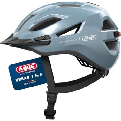 ABUS Stadthelm Urban-I 4.0 Fahrradhelm mit aufladbarem Rücklicht, 2 Leuchtmodi, Schirm, Zopf-Öffnung und magnetischem Verschluss für Jugendliche, Frauen und Männer Größe M, blau ABUS Stadthelm Urban-I 4.0 Fahrradhelm mit aufladbarem Rücklicht, 2 Leuchtmodi, Schirm, Zopf-Öffnung und magnetischem Verschluss für Jugendliche, Frauen und Männer Größe M, blau