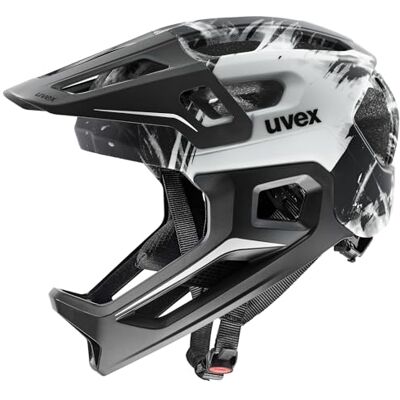 Uvex React jr. fullface Kinderfahrradhelm, Black-White matt, 52-56 cm individuelle Größenanpassung Polycarbonat-Schale mit EPS-Kern Uvex React jr. fullface Kinderfahrradhelm, Black-White matt, 52-56 cm individuelle Größenanpassung Polycarbonat-Schale mit EPS-Kern