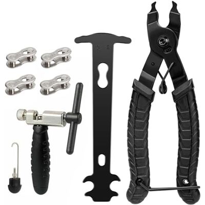 Woobroo Kettennieter Fahrrad Set mit Kettenschloss Zange & 4 Paar Nieten Fahrradkette Werkzeug Komplettset für 6-12 Fach Inklusive Kettenlehre Woobroo Kettennieter Fahrrad Set mit Kettenschloss Zange & 4 Paar Nieten Fahrradkette Werkzeug Komplettset für 6-12 Fach Inklusive Kettenlehre