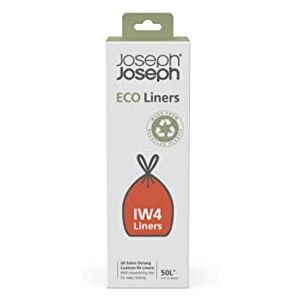 Joseph Joseph IW4 Öko Eco Müllbeutel aus recyceltem Kunststoff, Küchenabfallbeutel mit Kordelzug, extra stark Packung mit 20 Stück, fasst 50 Liter, grau Joseph Joseph IW4 Öko Eco Müllbeutel aus recyceltem Kunststoff, Küchenabfallbeutel mit Kordelzug, extra stark Packung mit 20 Stück, fasst 50 Liter, grau