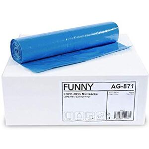 Funny LDPE-Regenerat Müllsäcke, blau, gerollt, 120 l, Typ 60, 1er Pack (1 x 250 Stück) Funny LDPE-Regenerat Müllsäcke, blau, gerollt, 120 l, Typ 60, 1er Pack (1 x 250 Stück)