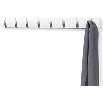 Umbra Flip 8 Garderobenhaken – Moderne, Schlichte und Platzsparende Garderobenleiste mit 8 Beweglichen Haken für Jacken, Mäntel, Schals, Handtaschen und Mehr, Weiss/Nickel Umbra Flip 8 Garderobenhaken – Moderne, Schlichte und Platzsparende Garderobenleiste mit 8 Beweglichen Haken für Jacken, Mäntel, Schals, Handtaschen und Mehr, Weiss/Nickel