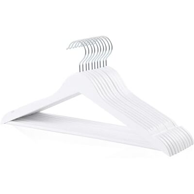 Amazon Basics Holz-Kleiderbügel für Anzüge, 10er-Pack, Weiß, 44x22 cm Amazon Basics Holz-Kleiderbügel für Anzüge, 10er-Pack, Weiß, 44x22 cm
