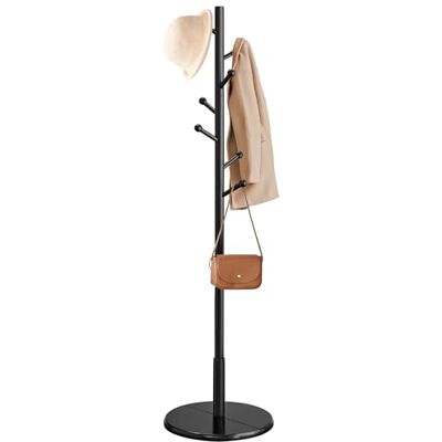 VASAGLE Garderobenständer, Kleiderständer Massivholz, Jackenständer Baumform, 7 Haken für Jacken, Hüte, für Flur, Haken und Haltestange aus Kautschukholz, tintenschwarz RCR007P33 VASAGLE Garderobenständer, Kleiderständer Massivholz, Jackenständer Baumform, 7 Haken für Jacken, Hüte, für Flur, Haken und Haltestange aus Kautschukholz, tintenschwarz RCR007P33