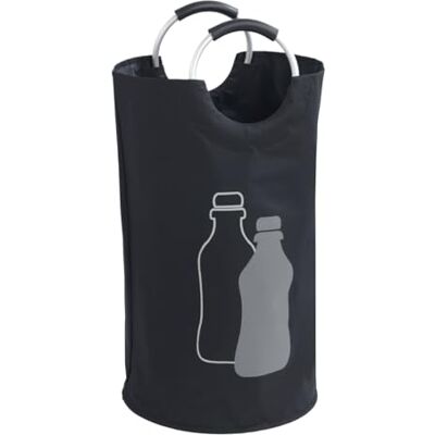WENKO Flaschensammler Mod. Jumbo dekorative Flaschentasche mit Soft Grip Aluminium-Tragegriffen für einfachen Transport 69 Liter 38 x 72 cm Schwarz WENKO Flaschensammler Mod. Jumbo dekorative Flaschentasche mit Soft Grip Aluminium-Tragegriffen für einfachen Transport 69 Liter 38 x 72 cm Schwarz