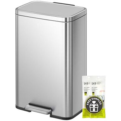 EKO Madison 50l Mülleimer Küche, Tretmülleimer mit Geruchsfach und Inneneimer, Mistkübel mit Soft-Close Deckel, fingerabdruckfrei, rechteckiger Abfalleimer aus Edelstahl, geruchsdichter Treteimer EKO Madison 50l Mülleimer Küche, Tretmülleimer mit Geruchsfach und Inneneimer, Mistkübel mit Soft-Close Deckel, fingerabdruckfrei, rechteckiger Abfalleimer aus Edelstahl, geruchsdichter Treteimer