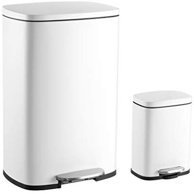 happimess HPM1006C Connor Rechteckiger 50-Liter-Mülleimer mit weichem Deckel und kostenloser Mini-Mülleimer für Zuhause, Küche, Wohnzimmer, Esszimmer, Bad, Büro, Weiß happimess HPM1006C Connor Rechteckiger 50-Liter-Mülleimer mit weichem Deckel und kostenloser Mini-Mülleimer für Zuhause, Küche, Wohnzimmer, Esszimmer, Bad, Büro, Weiß