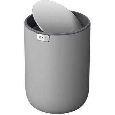 EKO Fandy Mini-Mülleimer mit Deckel, Schwingdeckel, Schreibtisch-Mülleimer für Badezimmer, Arbeitsplatte, Schminktisch, Schreibtisch oder Büro, kleiner Mülleimer, 2,2 l, Grau EKO Fandy Mini-Mülleimer mit Deckel, Schwingdeckel, Schreibtisch-Mülleimer für Badezimmer, Arbeitsplatte, Schminktisch, Schreibtisch oder Büro, kleiner Mülleimer, 2,2 l, Grau