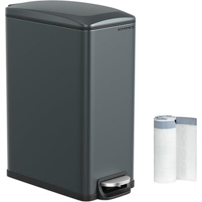 SONGMICS Mülleimer Küche, 50 Liter, schmal, Tretmülleimer, Stahl Abfalleimer, mit Softclose-Deckel und Inneneimer, 15 Müllbeutel inklusive, dunkles Carbongrau, PLUSHIC Kollektion LTB510G02 SONGMICS Mülleimer Küche, 50 Liter, schmal, Tretmülleimer, Stahl Abfalleimer, mit Softclose-Deckel und Inneneimer, 15 Müllbeutel inklusive, dunkles Carbongrau, PLUSHIC Kollektion LTB510G02