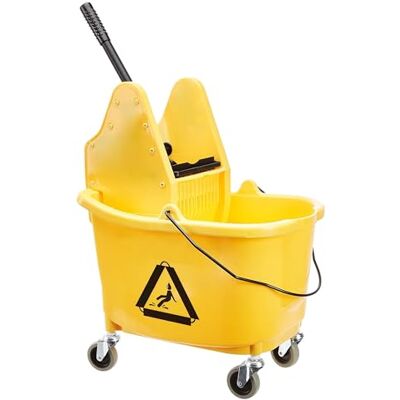Amazon Basics Kentucky-Mopp-Eimer, rechteckig, mit robusten Rädern und Auswring-Kombination, 33 l, gelb Amazon Basics Kentucky-Mopp-Eimer, rechteckig, mit robusten Rädern und Auswring-Kombination, 33 l, gelb
